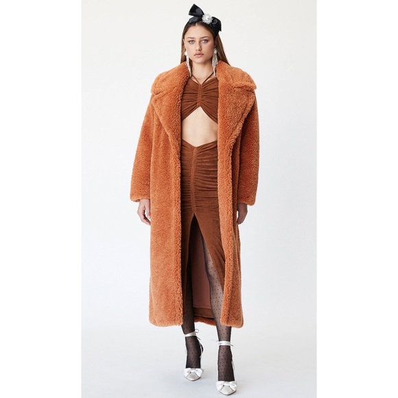 - NEW Lovers + Friends Angelina Faux Fur Teddy Coat Amber BX1 - Picture 4 of 7